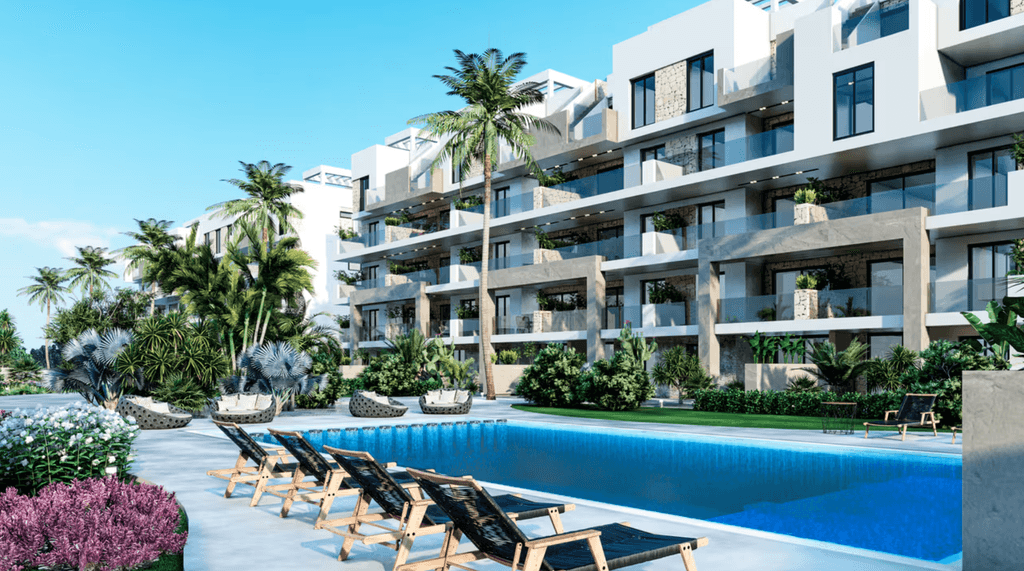 Penthouse z solarium, tarasem i wspólnym basenem w Guardamar del Segura – penthouse z basenem w Hiszpanii