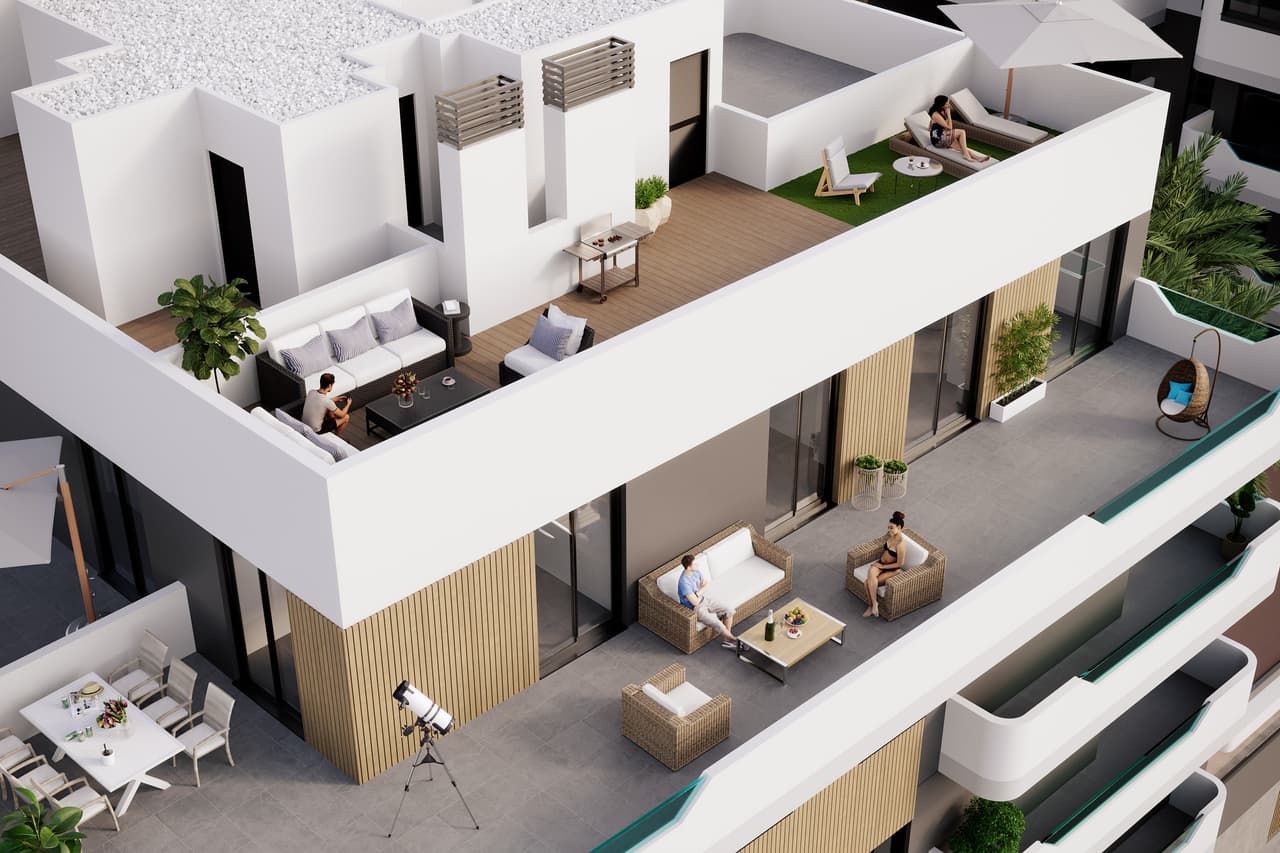 Penthouse z 2 sypialniami, tarasem i solarium w Santa Pola - Zdjęcie 1