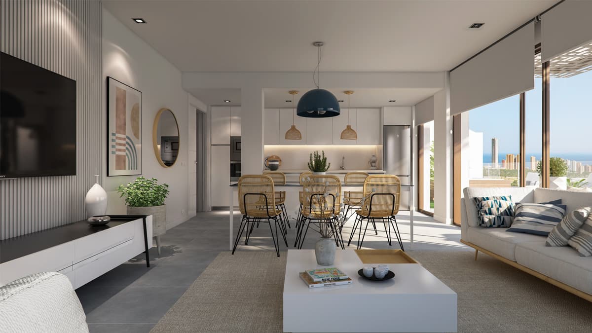 Zdjęcie nieruchomości w Finestrat, Costa Blanca Północ – Dwupoziomowy apartament z 2 sypialniami, ogrodem, tarasem i widokiem na morze w Finestrat (1)