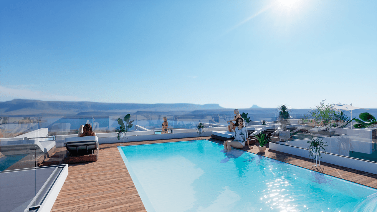Zdjęcie nieruchomości w Torrevieja, Costa Blanca Południe – Penthouse w Torrevieja z 3 sypialniami, prywatnym solarium i wspólnym basenem, 100 m od plaży (1)