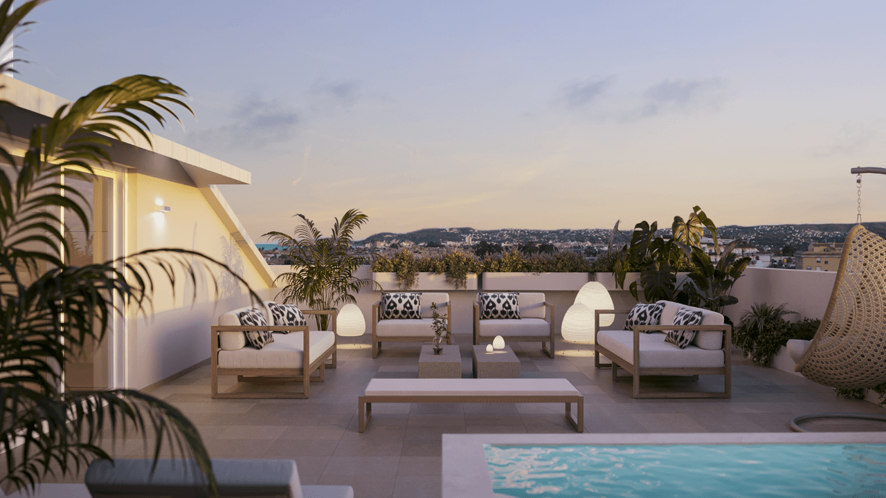 Zdjęcie nieruchomości w Javea, Costa Blanca Północ – Penthouse dwupoziomowy z 3 sypialniami, 3 tarasami i wspólnym basenem i siłownią w Javea (1)