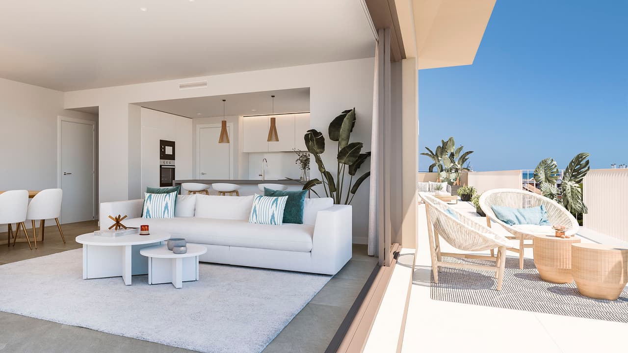 Zdjęcie nieruchomości w Denia, Costa Blanca Północ – Apartament z 3 sypialniami, przestronnym tarasem z ogrodem i wspólnym basenem w Denii (1)