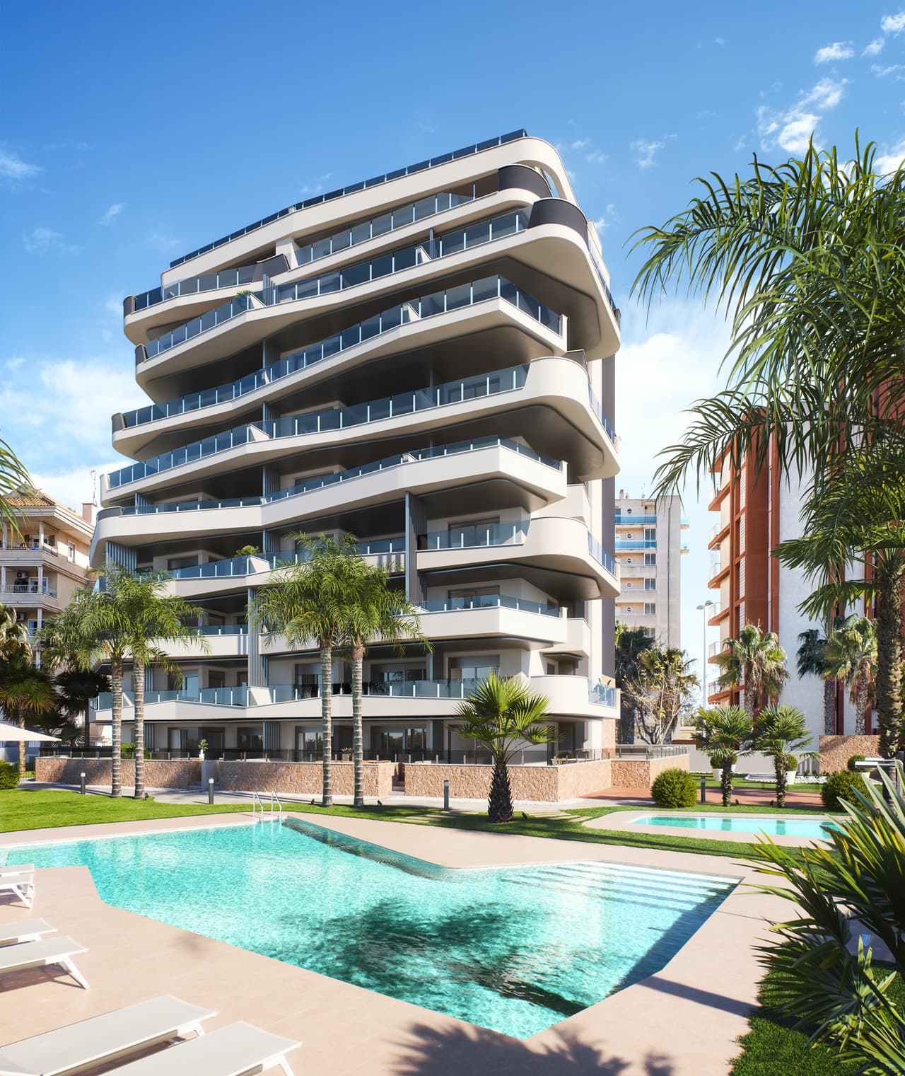Zdjęcie nieruchomości w Guardamar del Segura, Costa Blanca Południe – Wyposażony apartament na parterze z 2 sypialniami, tarasem i wspólnym basenem w Guardamar del Segura (1)